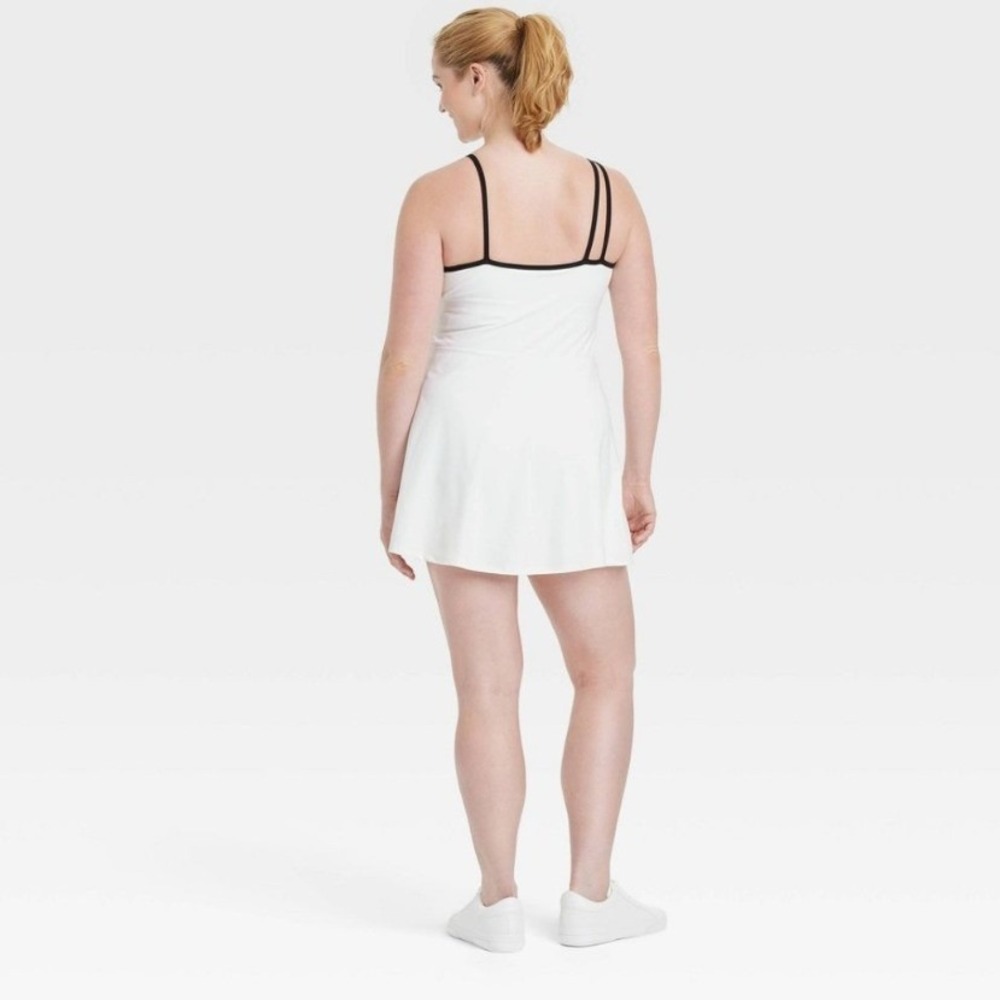 All in Motion White Active Dress Asymmetrical Neckline Built-in‎ Shorts XL - Picture 2 of 11